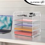 Supeasy 5 Trays Paper Organizer Letter Tray with Handle-Mesh Desk File Organizer,Black Paper Sorter Desk Organizer for Office,Home or School - Image 7